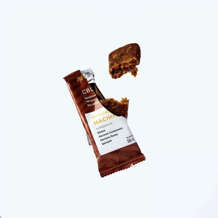 БАТОНЧИК CBD «ФІНІКИ І НАСІННЯ» — 50 Г